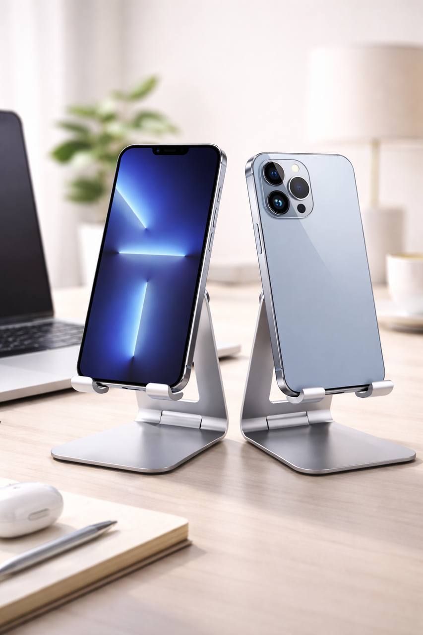 Generic premium smartphone in a clean desk environment for everyday use